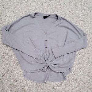 Grey Waffle Tie Sweater